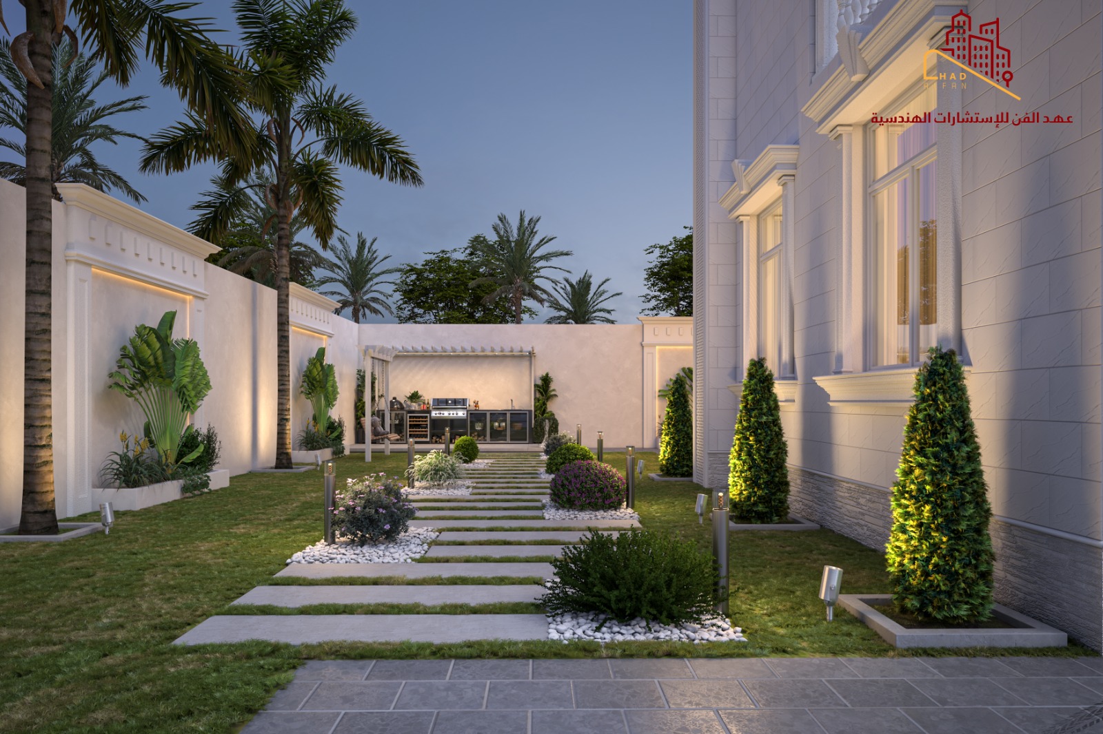 تصميم لاندسكيب ومساحات خارجية فاخرة